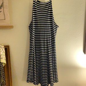 Black and White Striped Short Skater Dress